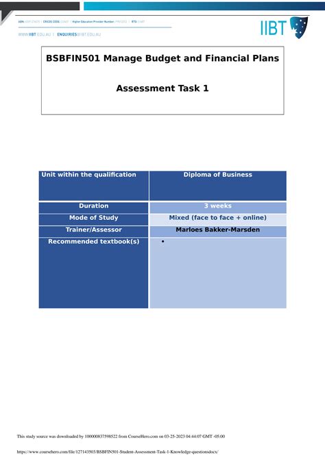 SOLUTION Bsbfin501 Student Assessment Task 1 Knowledge Questions Docx