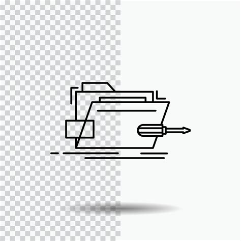 Folder Repair Skrewdriver Tech Technical Line Icon On Transparent