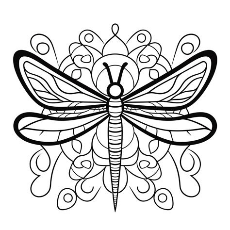 Magical Dragonfly Mandala Art Coloring Page