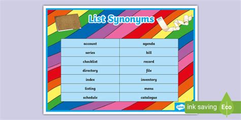 List Synonyms Word Mat (teacher made) - Twinkl