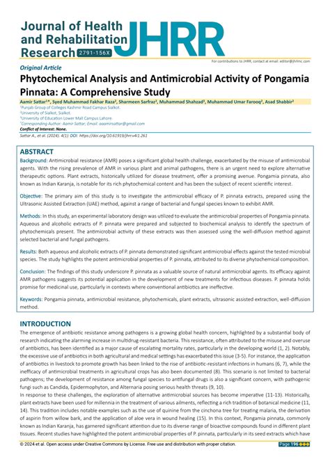 PDF Phytochemical Analysis And Antimicrobial Activity Of Pongamia