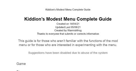 Entire Guide To Kiddions Mod Menu Rkiddions