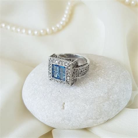 Echter Eis Blau Topas Ring Sterling Silber Dezember Geburtsstein Ring