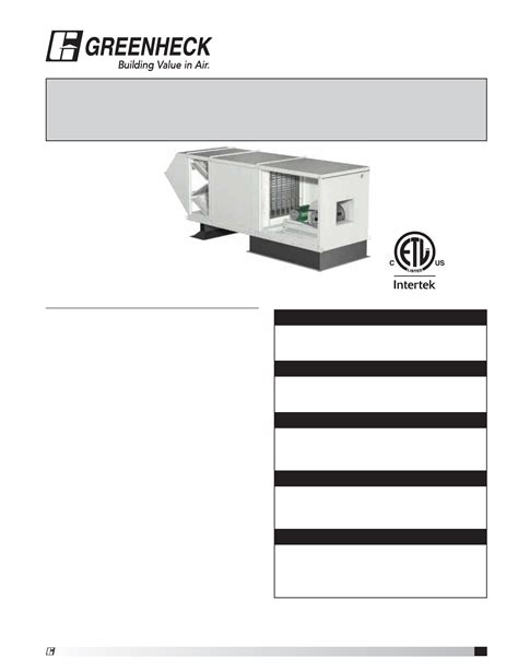 Greenheck Model Eac 601 Installation Manual