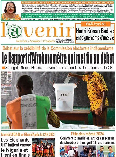 Titrologie De L Avenir N Du Lundi Mai Abidjan Net Titrologie