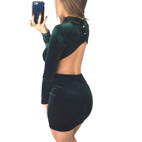 Backless Long Sleeve Turtleneck Velvet Dress Sexy Mini Dress Best Crossdress And Tgirl Store