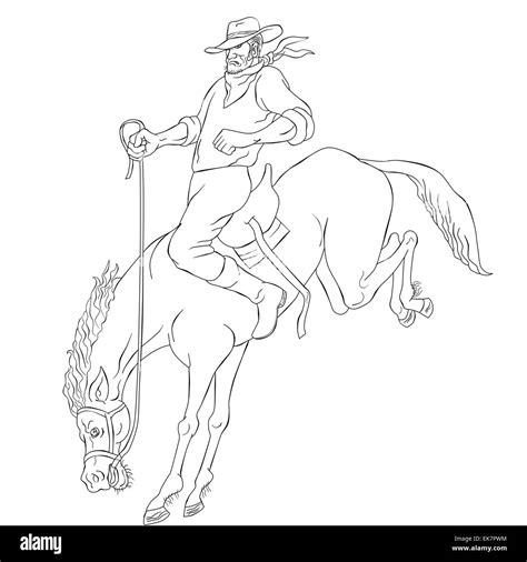 Cowboy Riding Bucking Horse Rodeo Black And White Stock Photos And Images