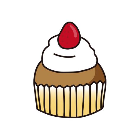 苺と生クリームのカップケーキの無料フリーイラスト かわいい手描きの無料素材「てがきっず」保育園・小学校・介護施設にぴったりのフリー素材イラスト