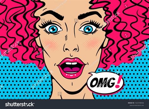 Wow Female Face Sexy Surprised Young Stock Vector Royalty Free