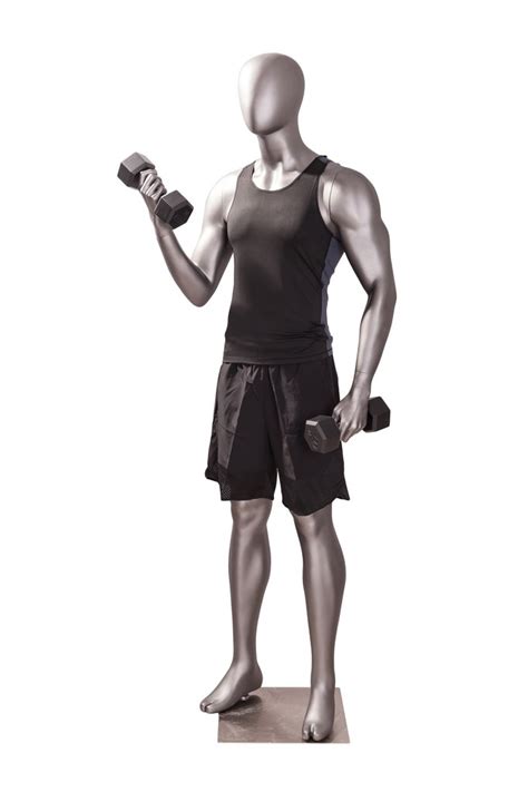 Athletic Matte Grey Egghead Male Mannequin Exercising Pose Mm Jsm