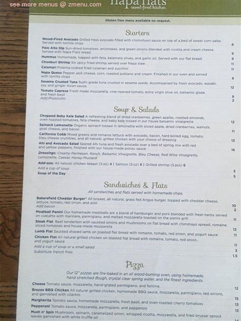 Menu at Napa Flats Wood-Fired Kitchen pizzeria, Tulsa