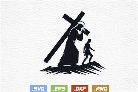 Jesus Carrying The Cross Svg Christian Graphic By Ripon Creative