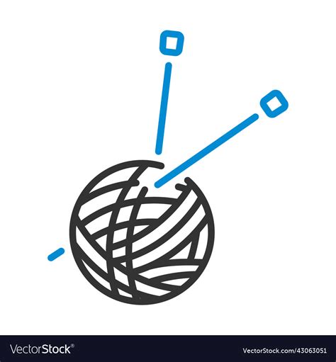 Yarn Ball With Knitting Needles Icon Royalty Free Vector