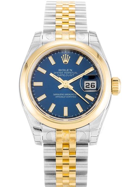 Rolex Lady Datejust Ref 179163 26mm نیلي ډایل