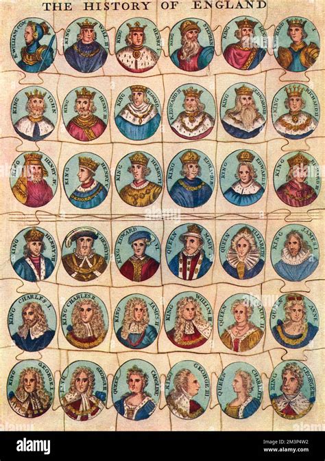 Early Jigsaw Puzzle Showing Kings And Queens Of England Stock Photo Alamy