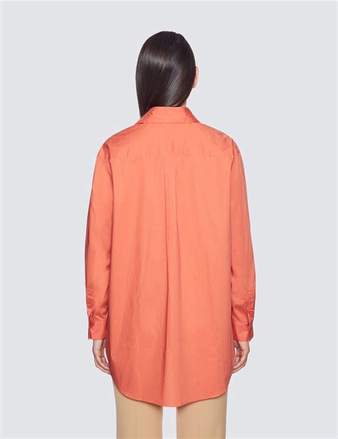 Womens Plain Burnt Orange Oversized Relaxed Fit Shirt Hawes And Curtis