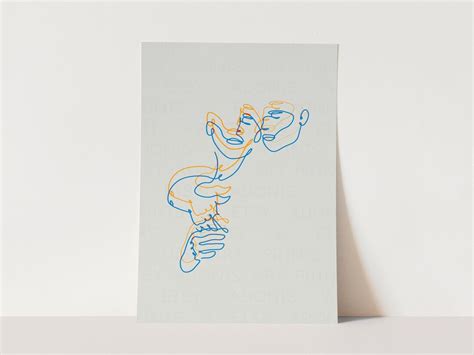 Touch Gay Couple Art Two Males Guys Gay Wall Art One Line Drawing Male Figure Sketch