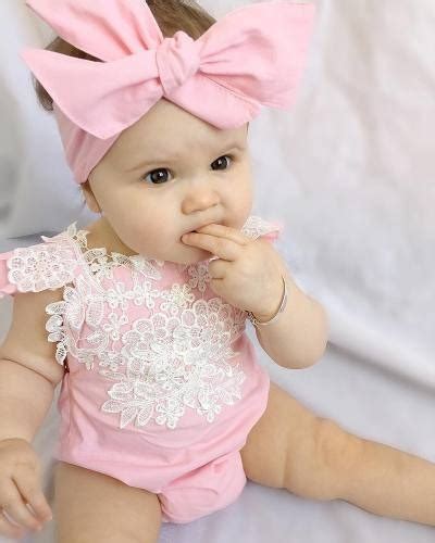 Body Bebe Menina Set Faixa Turbante Rosa Laço Renda Kit R 39 90 em