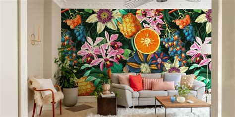 Tropical Orange Garden Wallpaper - Buy Online at Happywall