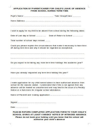 Free 13 School Absence Letter Templates In Pdf Doc