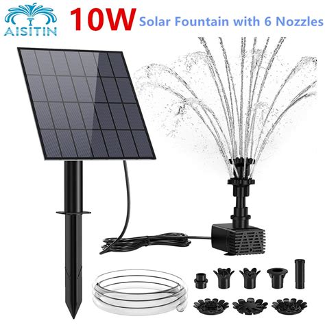 Aisitin Solar Water Pump Kit W Solar Powered Water Fountain Pump With