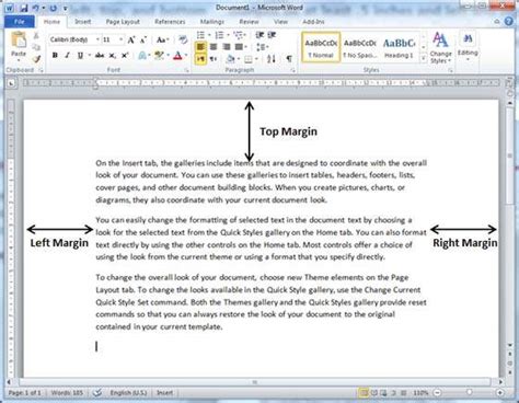 Adjust Page Margins in Word 2010