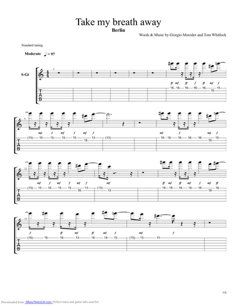 Take My Breath Away Guitar Pro Tab By Berlin Musicnoteslib