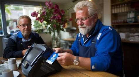 Hombre De Edad Avanzada Que Realiza Una Transacci N Con Una Tarjeta De