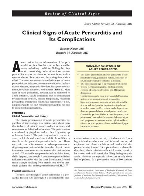 PDF Clinical Signs Of Acute Pericarditis And Its Complications