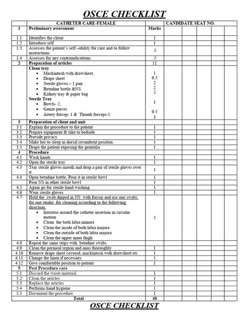 Catheter Care Checklist Pdf