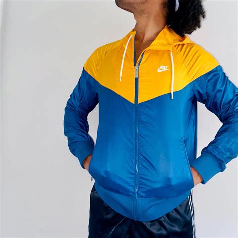 Rare Vintage Nike Windrunner Windbreaker Jacket Yellow Blue Nylon Soft Small Ebay