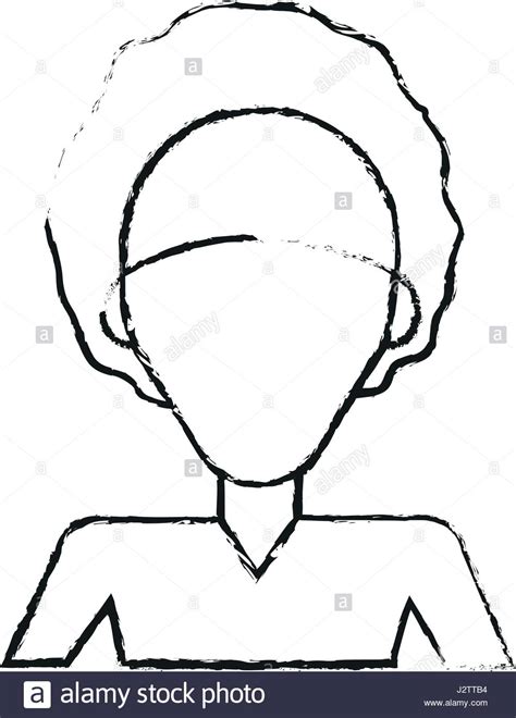 Blurred Silhouette Caricature Faceless Half Body Woman With Afro Hair