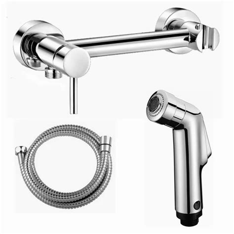 Free Shipping Toilet Hand Held Bidet Spray Shattaf Brass Hot Cold Water Valve Mixer Abs