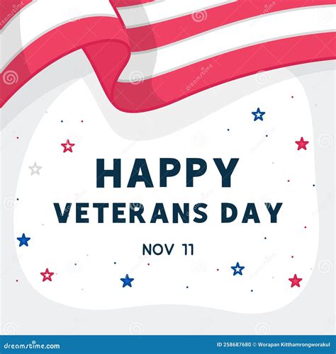 Flag In Celebration For Thank You Veterans Day Kawaii Doodle Flat