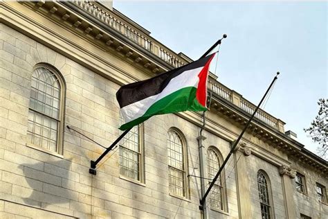 Protestos Nos EUA Alunos De Harvard Hasteiam Bandeiras Da Palestina