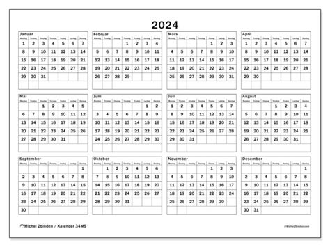 2024 kalender for utskrift “34MS” - Michel Zbinden NO