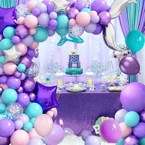 Pink Blue Purple Balloon Arch Mermaid Balloon Arch Kit Mermaid