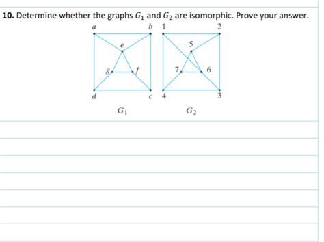Solved 10. Determine whether the graphs G1 and G2 are | Chegg.com 