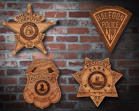 Wooden Miscellaneous Police Badge Or Patch Plaque 15 Etsy