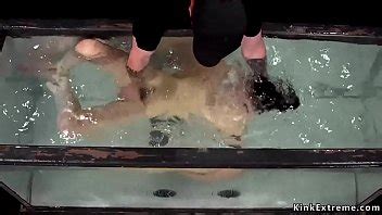 Brunette Slut Juliette March In Rope Suspension Takes Water Bondage Then Master Sinks Her In