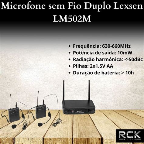 Microfone Headset Sem Fio Duplo Uhf Lexsen Lm Hh