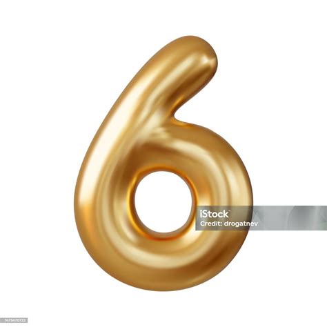 3d Numéro 6 Six Signes Numériques Couleur Or Vecteurs libres de droits ...