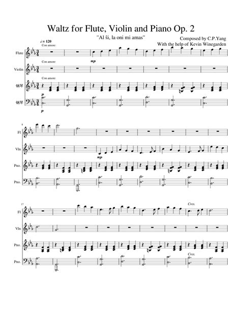 Waltz For Flute Violin And Piano Op 2 Sheet Music For Flute Violin