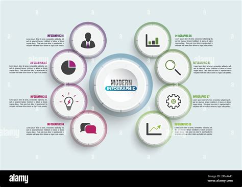 Plantilla Infográfica Vectorial Con Etiqueta De Papel 3d Círculos