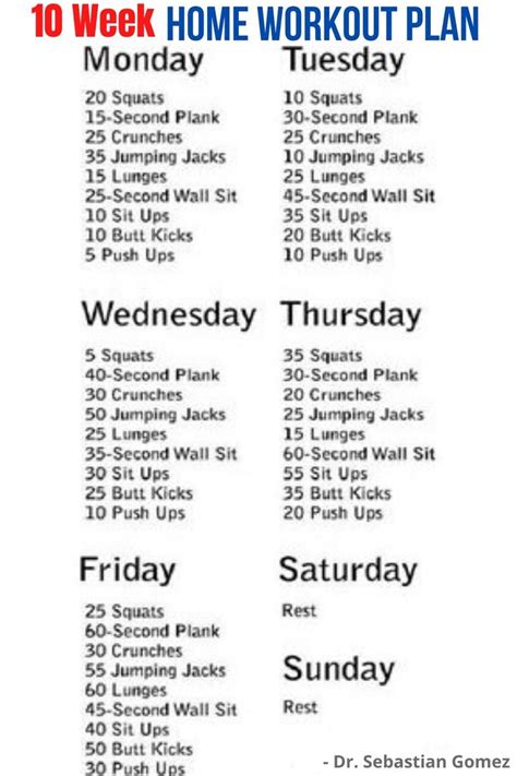 Week Home Workout Plan At Home Workout Plan Workout Plan Easy At