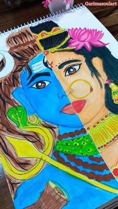 Mahadev Ki Devani🥹half Face Drawing Shivparvati💓shorts Viralshorts