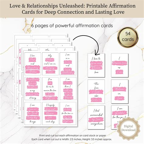 Printable Affirmations Cards For Love Connection Manifest Etsy