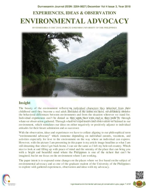 Pdf Experiences Ideas And Observation Environmental Advocacy