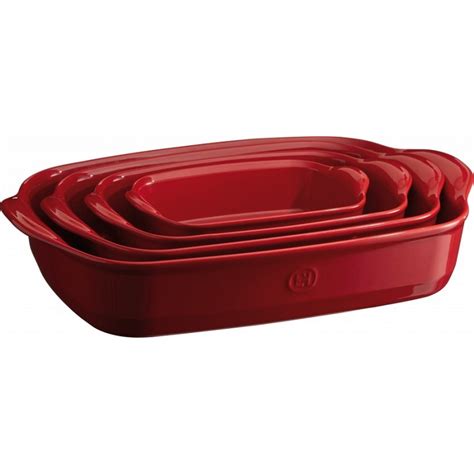 Emile Henry Plat Four Rectangulaire Large X Cm Rouge Grand Cru