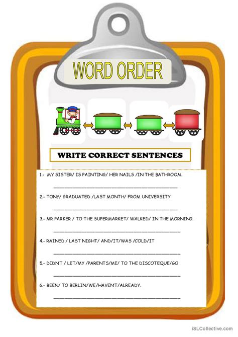 Word Order English Esl Worksheets Pdf And Doc